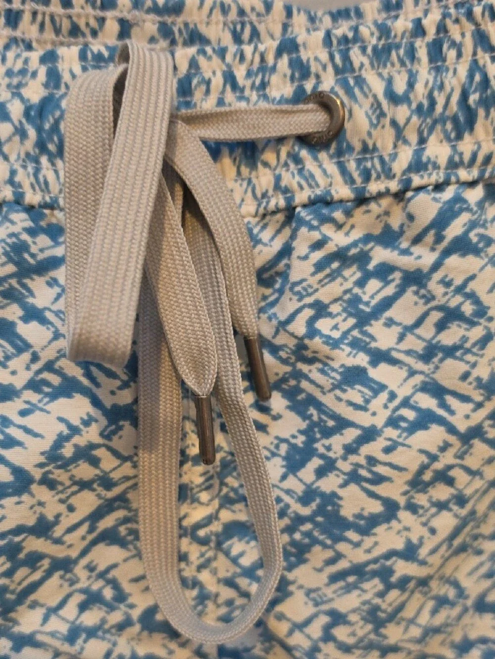 Onia Blue & White Abstract Print Swim Trunks